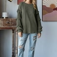 thumbnail image 6 of HAPIMO Women's Mockneck Lantern Sleeve Fuzzy Knit Casual Chunky Warm Fall Pullover Sweaters Top Trendy Outfits Ruffle Ribbed Green L, 6 of 8