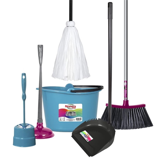 Kit Cubeta Trapeador Escoba Recogedor Casa Limpia Reynera 6-0-5001