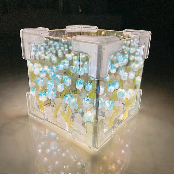 21 Flowers Lampara De Tulipanes, DIY Tulip Night Light Cube Mirror Lamp