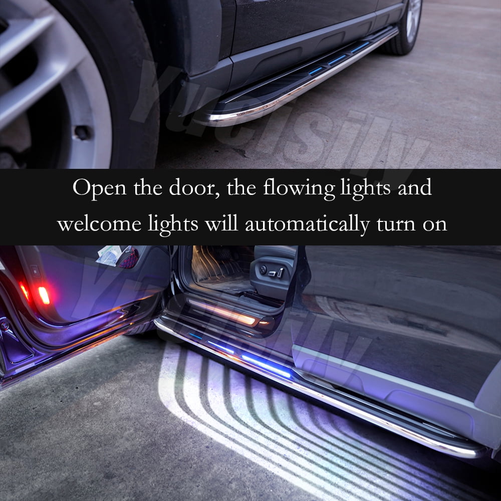 2 pcs Nerf Bar fit for JEEP Grand Cherokee 2022-2025 Running Board Lighted car pedals Angel wings accessories Aluminium Side Step Nerf bar (with Brackets)