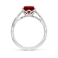 thumbnail image 2 of ANGARA Lab Grown 4 Ct Nature-Inspired Emerald-Cut Ruby Floral Engagement Ring in 14K White Gold for Women (Size-10x8mm) | July Birthstone, Anniversary, Jewelry Gift for Women | Lab Grown Ruby Ring, 2 of 7