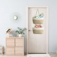 thumbnail image 2 of Over the Door Hanging Basket, 3-Tier Woven Cotton Wall-Mounted Storage Organizer Bag Decorative Hanging Nursery Baskets - Jute, 2 of 7