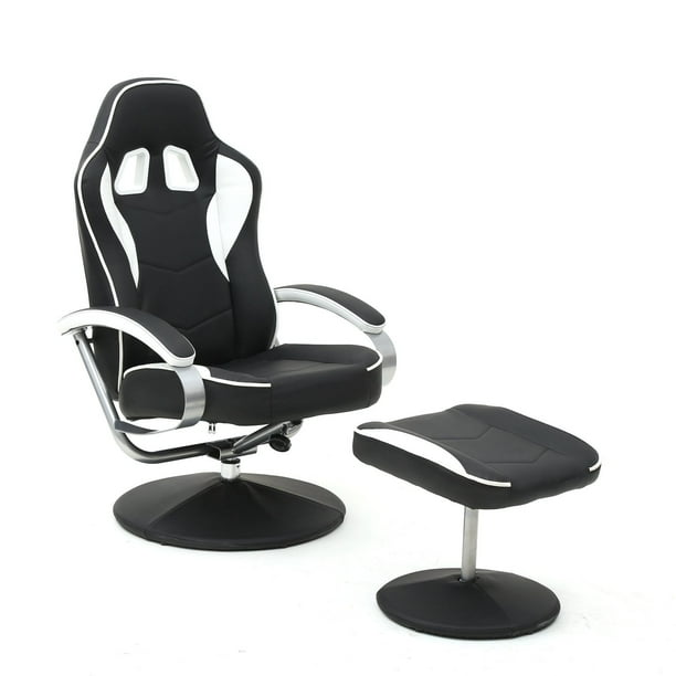 Magshion Black PU Racing Recliner Chair Set 360 Degree ...
