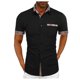 thumbnail image 1 of Men's Summer Solid Color Casual Short Sleeve Shirt Collar Stripe Contrast Fashion Button Shirt 3XL, 1 of 3