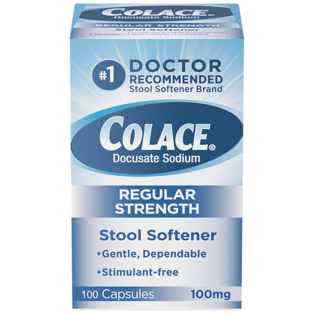 Colace® Regular Strength Stool Softener for Constipation Relief, 100mg Capsules, 100 Ct