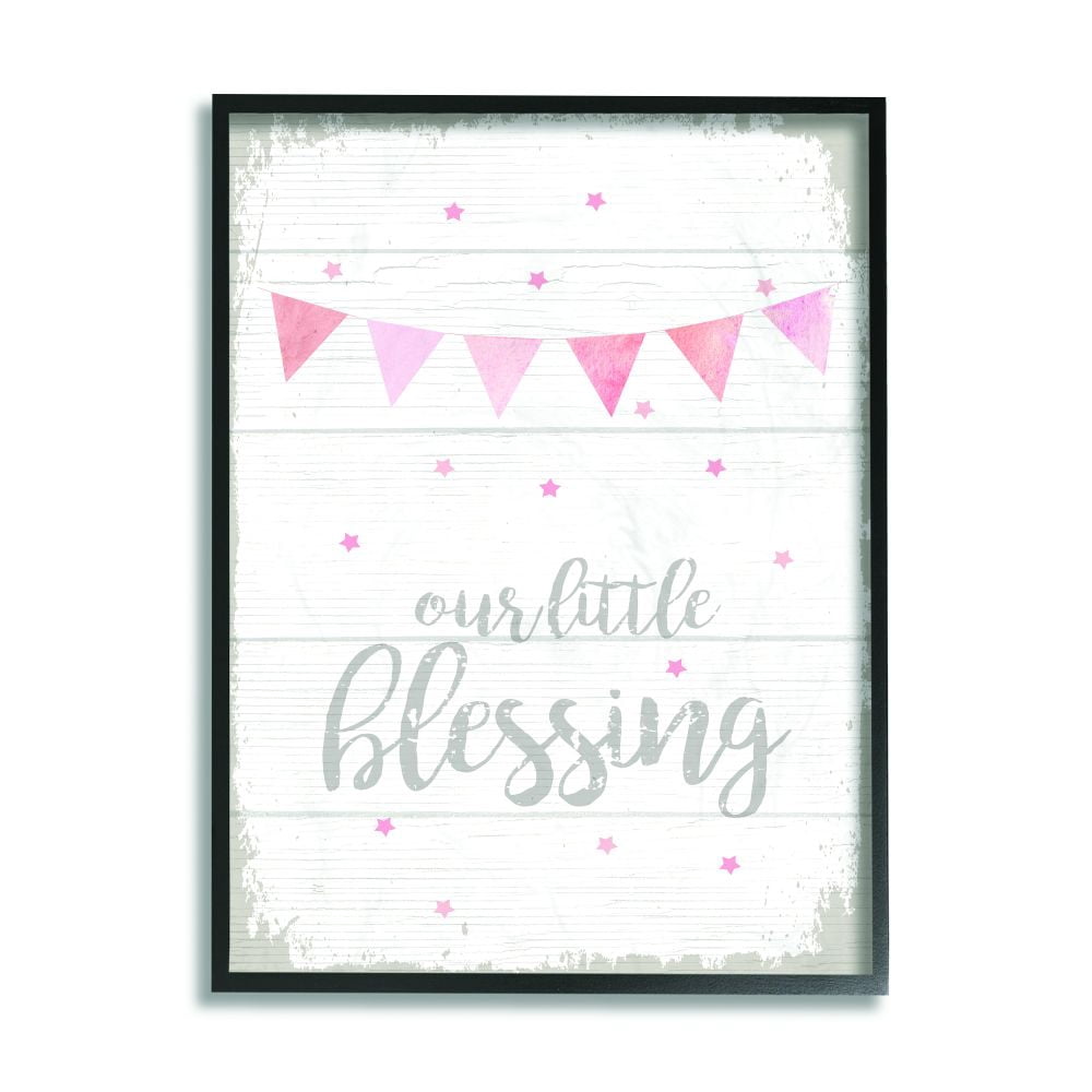 The Kids Room by Stupell Our Little Blessing Pink Kids Word Design Framed Wall Art by Daphne Polselli