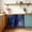 Navy Blue, variant on Eucalyptus Leaf Cabinet Curtain 35"Wx35"L, Dustproof Under Sink Skirt with Self Adhesive Tape, Weeping Botanical Summer Flowers Cabinet Curtain Cover for Kitchen Sink, Bathroom Vanity, Laundry Room