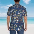 thumbnail image 4 of Pofeuu Marine Nautical Print Hawaiian Shirt for Men Sleeves Casual Button Down Summer Beach Dress Shirts T-Shirts,Small, 4 of 7