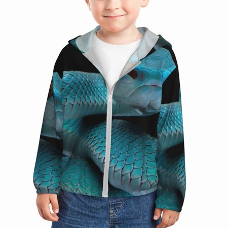 

Goofa Blue Viper Snake1 Printed Kids Zip-Up Hoodie Girls Boys UPF50+ Sun Protection Jacket Hooded Cooling Shirt-3 Years