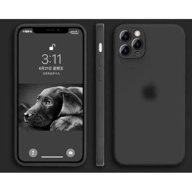 Funda De Terciopelo Borde Cuadrado (Cubierta De Cámara) iPhone 11 11Pro 11ProMax Caso De Silicona Del Teléfono De La