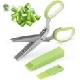 thumbnail image 1 of Herb Shears, Kitchen Salad Scissors Stainless Steel with Cover, Herb Scissors Upgrated Grinding Kitchen Shears for Chopping Cilantro Scallion & Salad 1 Pair for Herb (Green), 1 of 6