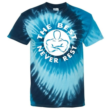 Men's The Best Never Rest Blue Tie Dye T-Shirt Medium (Best Shirts To Use For Tie Dye)