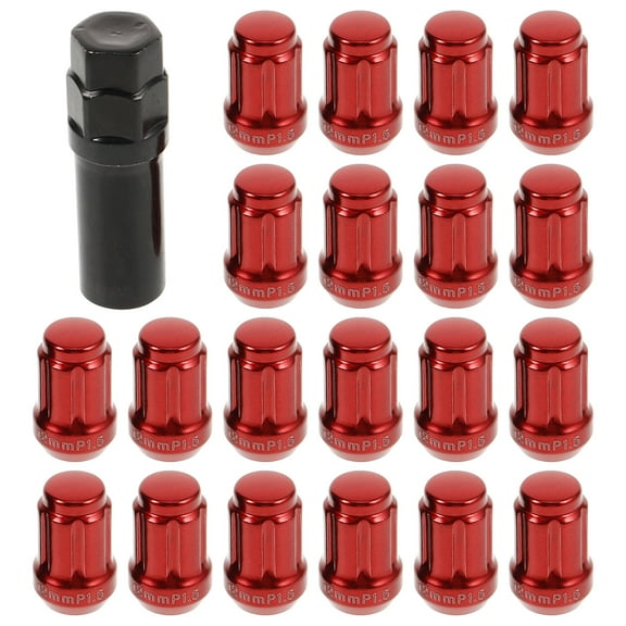 Red Lug Nut Covers for Car Wheels Made of Sturdy Steel Material Enhance Style and Protection M12x1.5