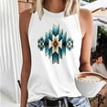 thumbnail image 2 of Cyber&Monday Deals Dyegold Summer Tops for Women 2023, Western Ethnic Style Print Womens Tank Tops Dressy Casual Loose Basic Tunics T-Shirts Sleeveless Round Neck ​Blouses, 2 of 4