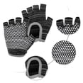 thumbnail image 3 of Unique Bargains Yoga Gloves Non-slip Fingerless Pilates Gloves One Size Black Gray, 3 of 5