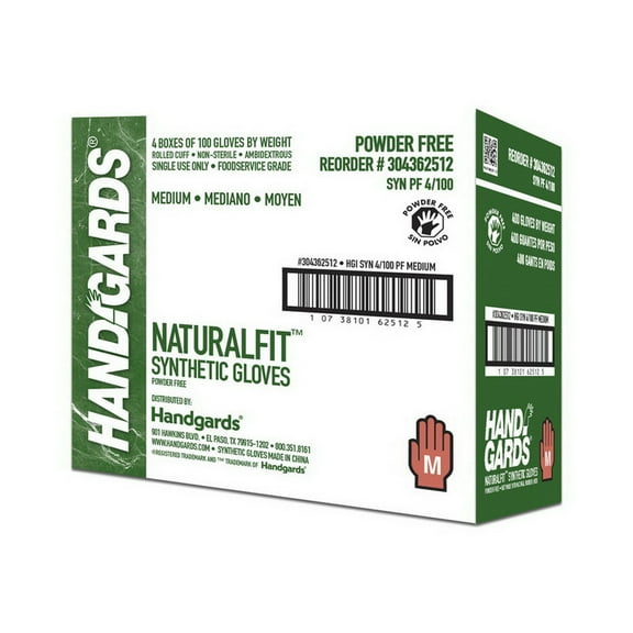 (Price/Case)Handgards Naturalfit Powder Free Medium Synthetic Glove, 100 Each, 4 per case