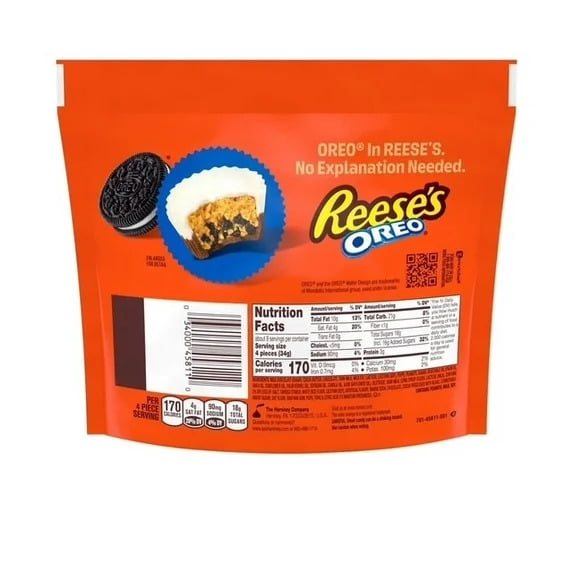 3 bags of Reese's OREO Miniatures Milk Chocolate and White Creme Peanut Butter Cups Candy, Share Pack 9 oz