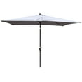 thumbnail image 4 of 10ft x 6.5ft Solar LED Patio Umbrella with Crank & Tilt, Light Slate Grey Rectangle Outdoor Umbrella for Pool & Garden, 4 of 9