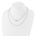 thumbnail image 3 of Diamond2Deal Stainless Steel Polished Heartbeat 2-Strand Cable Chain with a 1.75 in ext Necklace for Women 17", 3 of 4