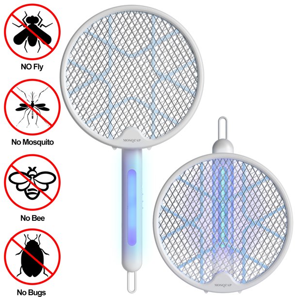 2 Pcs Handheld Bug Zapper with 3Layer Safety Mesh Violet Light