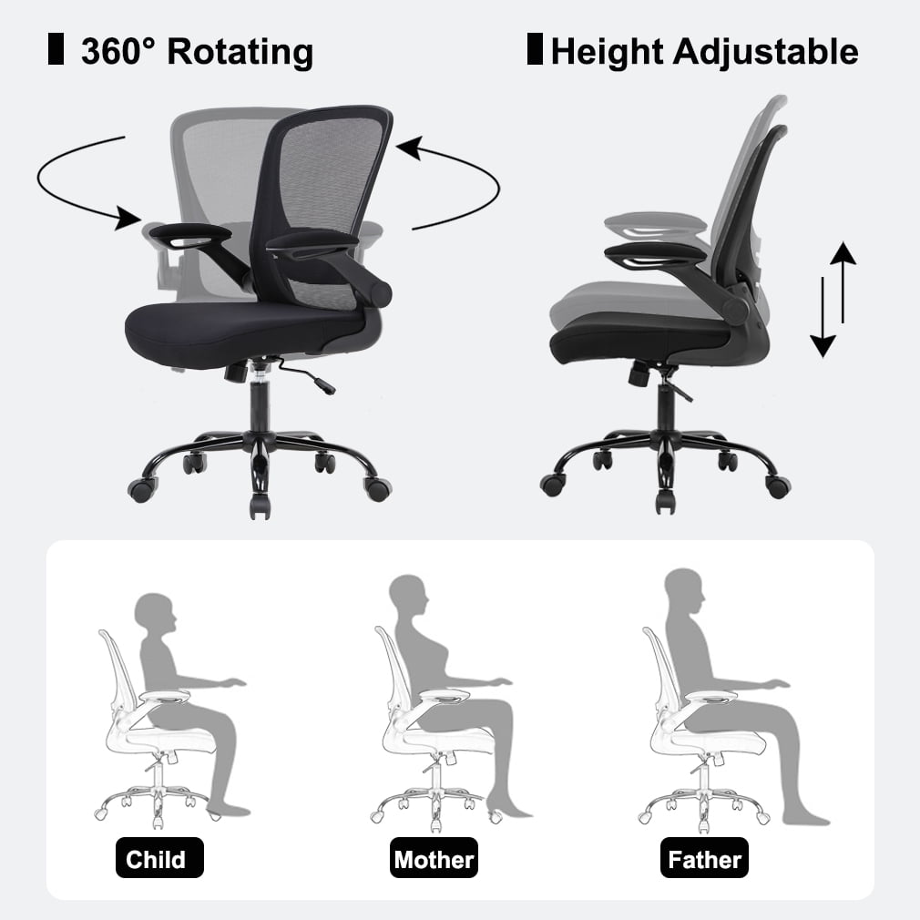 BestOffice Ergonomic Office Chair, Lumbar Support, Swivel Rolling for Men, Women(Black)