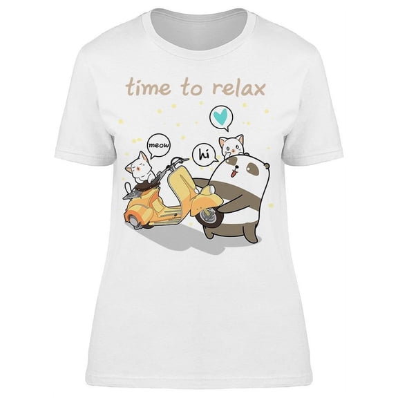 Time To Relax Cat Panda Meow Hi T-Shirt Women -Image by Shutterstock, Female XX-Large