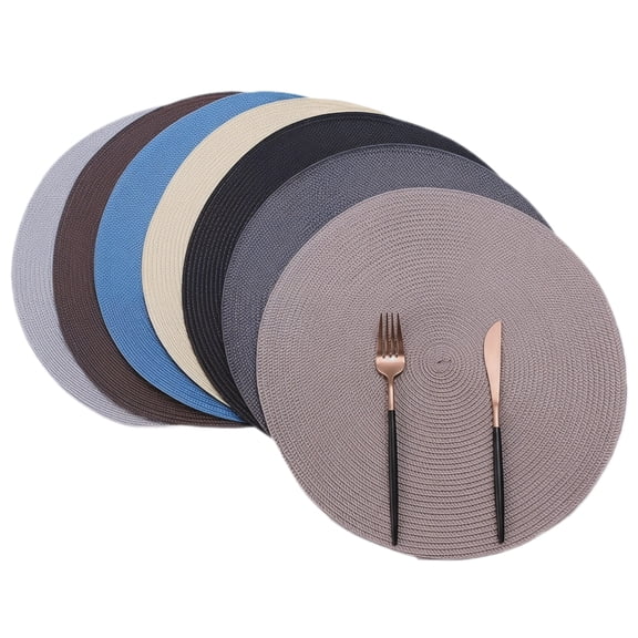 Woven Table Placemats 15 Inches Round Set of 6 Non Slip Dining & Kitchen Table Mats Placemat x 6