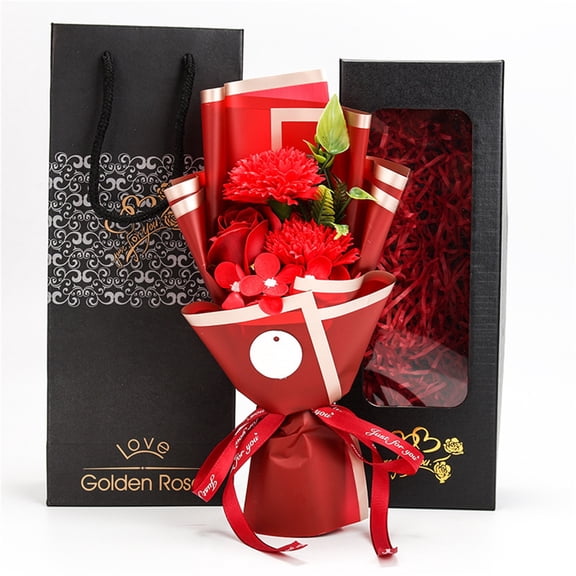Tuvgenk Fragrant Scented Soap Flower Bouquet Gift Box, Elegant Carnation & Rose Arrangement for Mother's Day Gifts for Mom