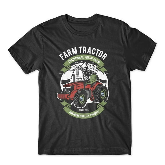 Mighty Circus Traditional Farm Tractor T-Shirt 100% Cotton Premium Tee NEW - Black, Extra Large