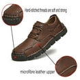 thumbnail image 3 of Men's Casual Leather Shoes Hand-Stitched Fashion Classic Loafers Lightweight Lace-Up Non-Slip Wear-Resistant Work Shoes Brown 9 US, 3 of 7