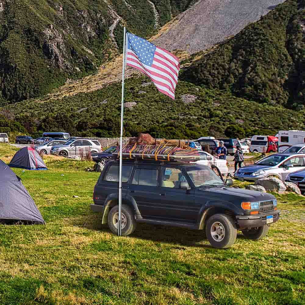 Yescom Portable Telescopic Tailgating Flagpoles Tire Mount, Black