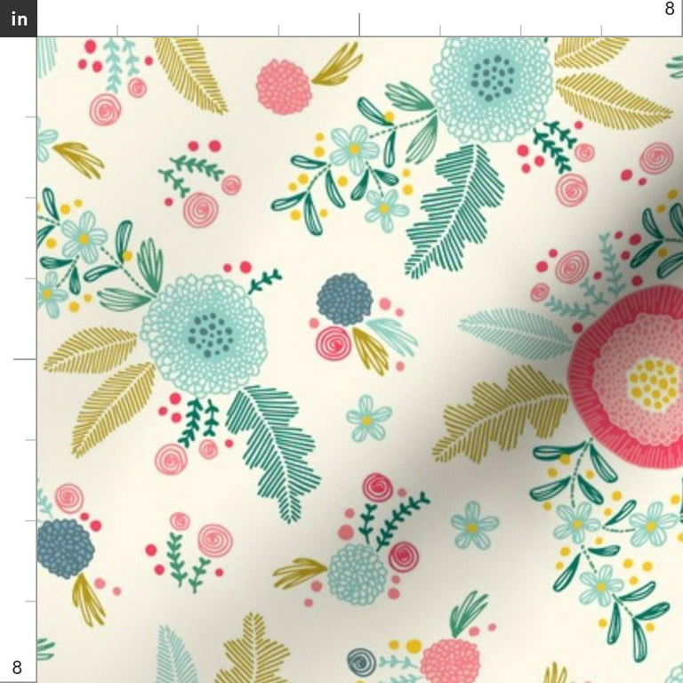 Spoonflower Fabric - Flowers Pattern Floral Botanical Printed on
