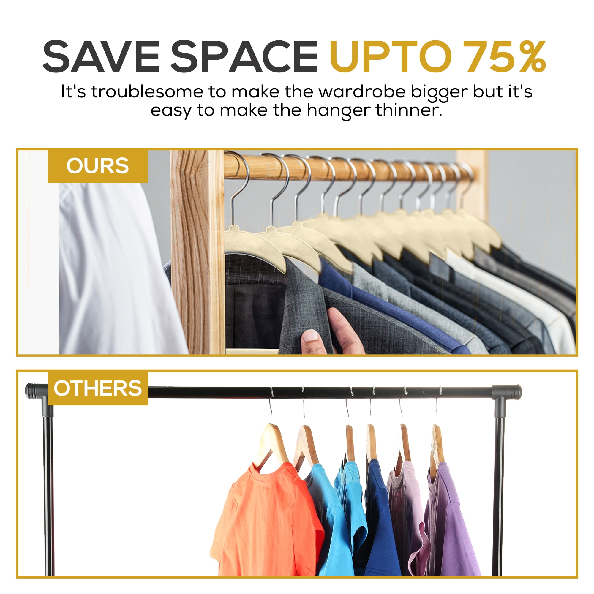 Techzoo Premium beige Velvet Hangers 15 Pack - Space Saving Felt Hanger, Non Slip Clothes Hangers for Closet, Heavy Duty Hanger for Coats, Shirts & Pants, 360° Swivel Hook, Hold Up to 10 lbs