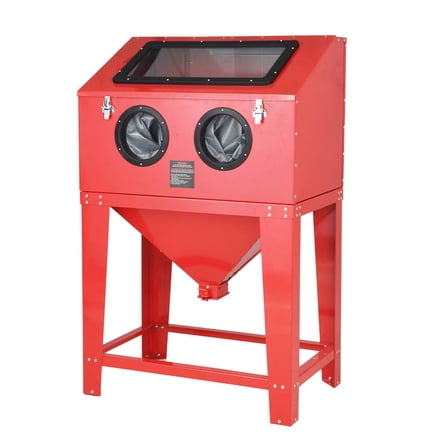 90 Gallon Sandblasting Cabinet, 40-90PSI Sand Blast Cabinet with Dust Collector, LED Lights, Blasting Gun & 4 Ceramic Nozzles, Floor Stand Blast Cabinet for Paint, Rust Removal