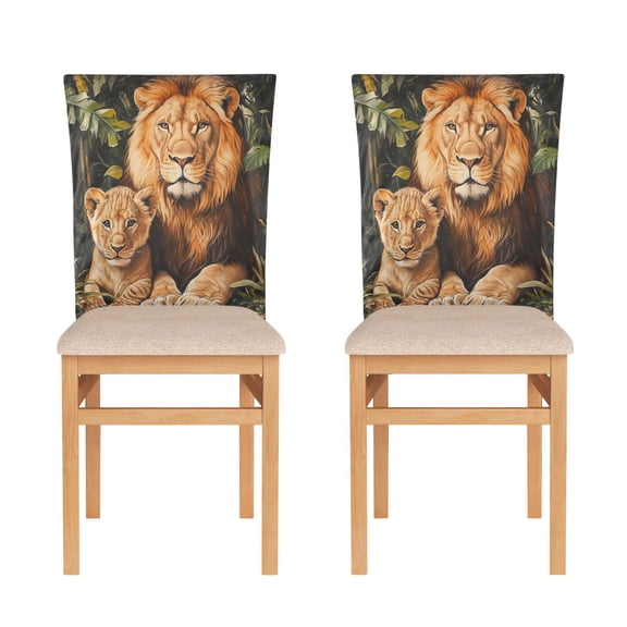 Decorative Chair Back Cover One Size x2 Chair Cover Dining Chair Slipcovers Chair Back Decoration Festival Chair Decoration Yellow Lions
