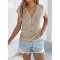 thumbnail image 4 of jinghuiyue Womens Button Down Sweater Vest Cap Short Sleeve Lightweight Cardigan Cable Knit Tops M, 4 of 7