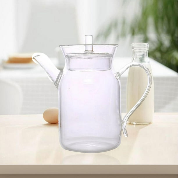 Glass Pitcher with Lid 350 ml Iced Tea Maker Bottle Milk for Cafe