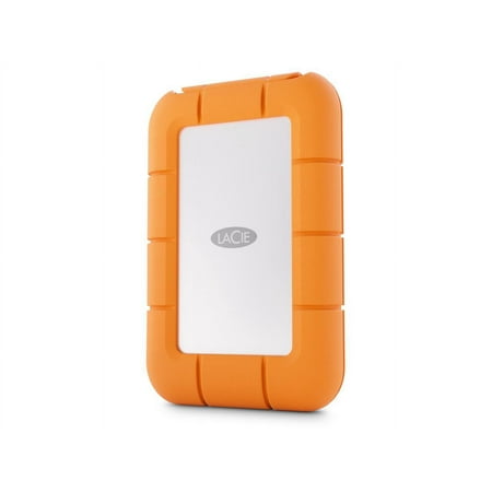 LaCie Rugged Mini SSD 1TB Solid State Drive - USB 3.2 Gen 2x2, speeds up to 2000MB/s (STMF1000400) - Silver and Orange