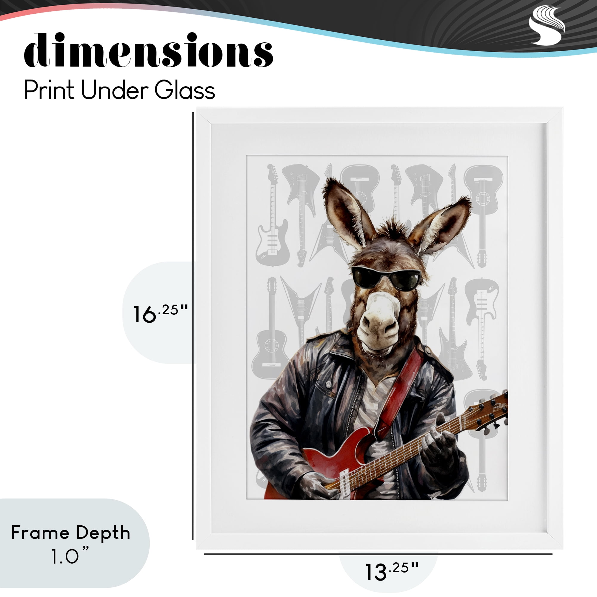 Stupell Industries Performing Musician Donkey White Framed Print Under Glass, design by CAD Designs