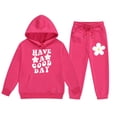 thumbnail image 5 of Hwmodou Toddler Girls Outfit Sets Kids Girl Boy Long Sleeve Letter Printed Lightweight Hoodie Sweatshirts And Long Pants Set Outfit,2-Piece,Size 2-13Y, 5 of 7