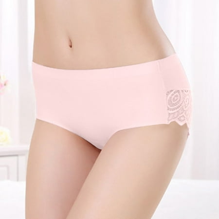Njoeus Seamless Underwear for Women Lace Bikini Panties Soft Comfy No Show Underwear Low Waist Ladies Briefs Sexy Cheeky Panty
