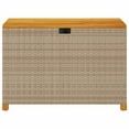thumbnail image 2 of vidaXL Garden Storage Box Beige 110x55x63 cm Poly Rattan Acacia Wood, 2 of 5