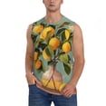 thumbnail image 2 of Lsque Retro Warm Lemon Flower Print Men's Cotton Blend Sleeveless Muscle Shirts (S-3XL)- Moisture Wicking, Odor Protection, UPF 30+,Large, 2 of 8