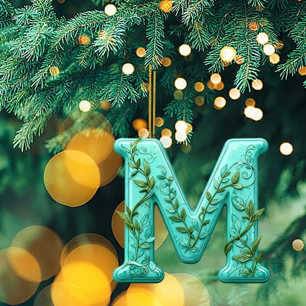 Adornos navideños con trampa de luz acrílica, serie Alfabeto 26, mochila acrílica 2D, colgante para coche, adorno decorativo, decoración de jardín, decoración navideña y de Halloween.