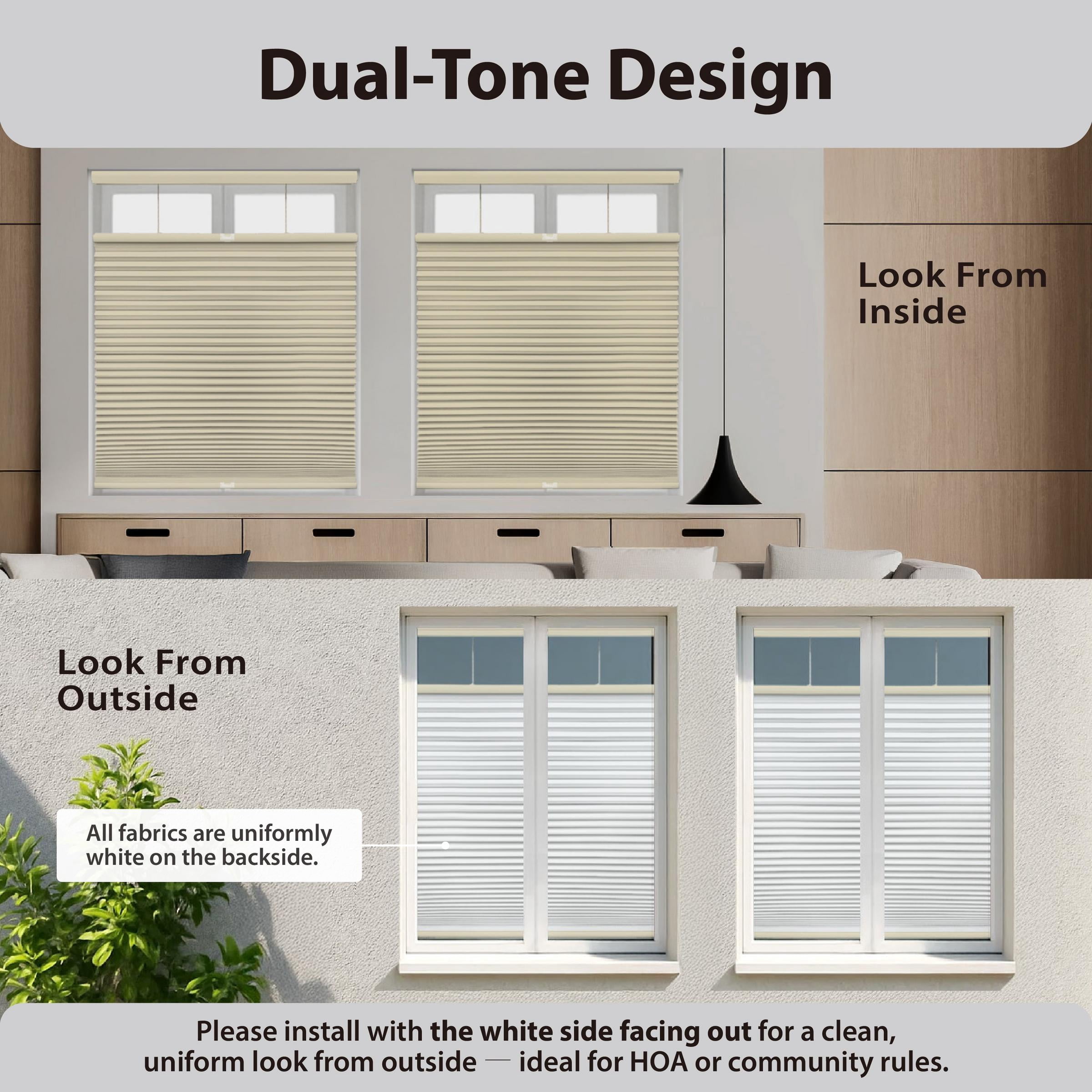 Regal Living Top Down Bottom Up Blackout Cordless Cellular Shade, Alabaster - 69.5" W x 48" L