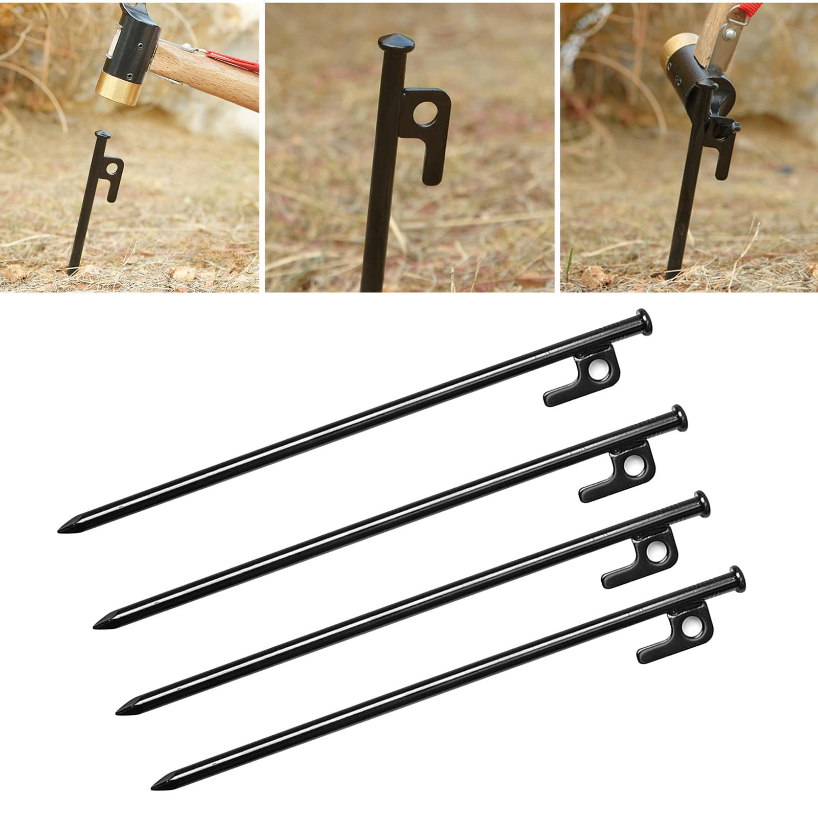 4 Packung Multiuse Heavy Duty Tent Stakes Metal Awning Anchor Tarp Pegs Canopy Nails for Outdoor Camping Hiking Trip 30cm