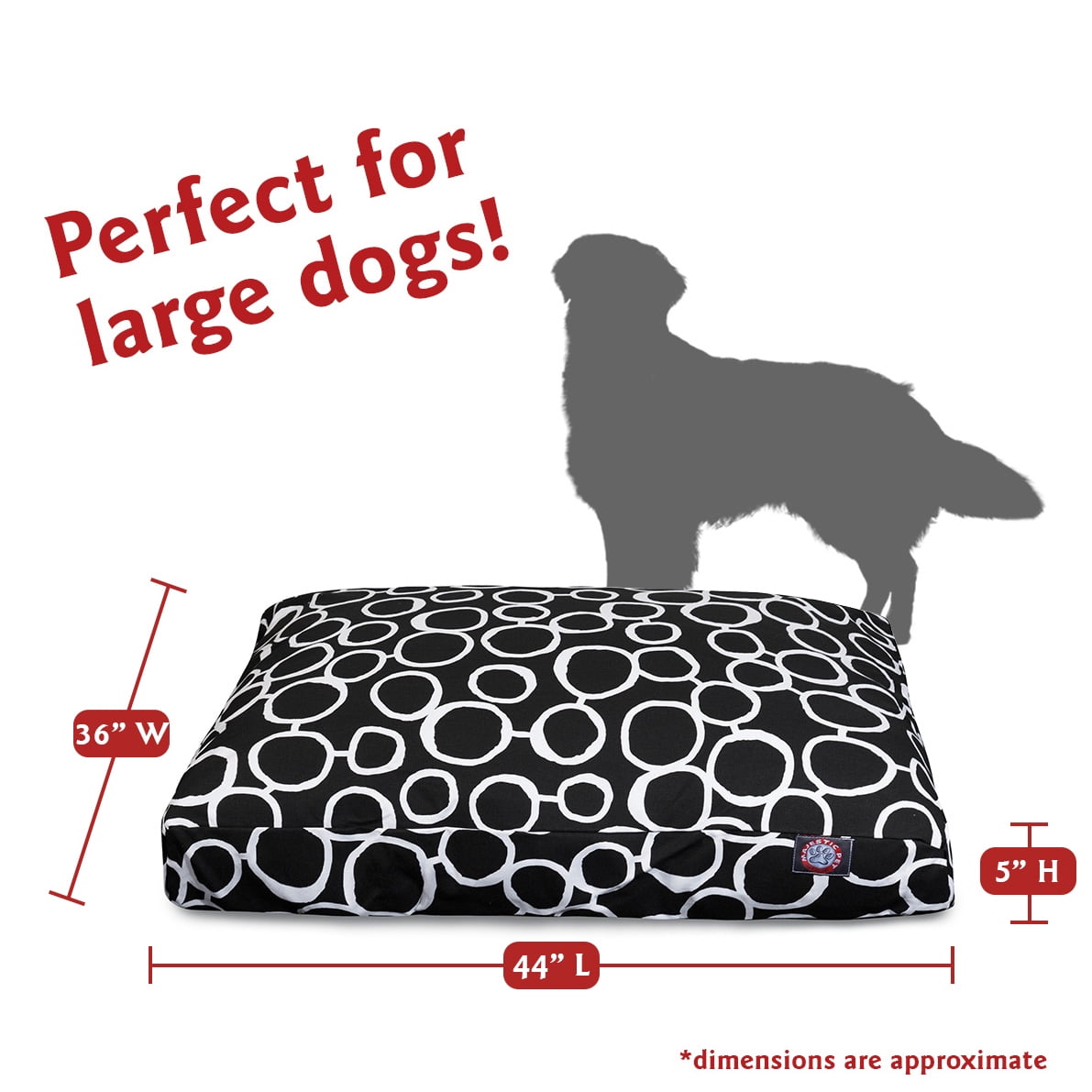 Majestic Pet | Fusion Rectangle Pet Bed For Dogs, Removable Cover, Black, Large