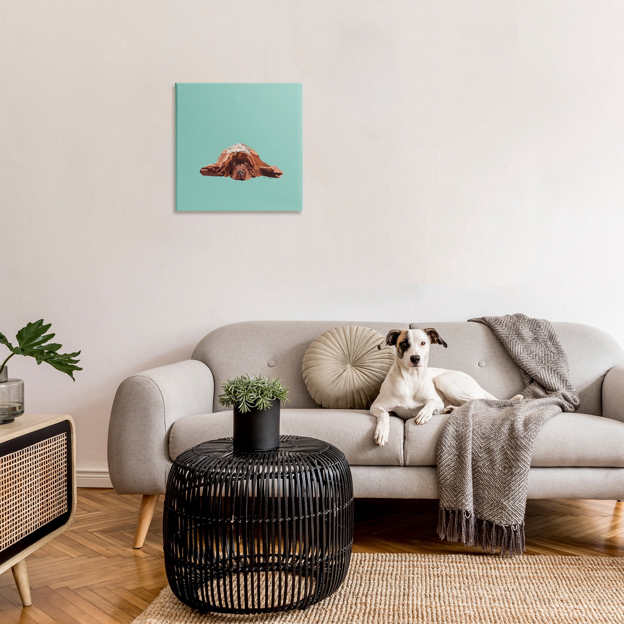Stupell Industries Abstract Dog with Crown Animals & Insects Painting Gallery Wrapped Canvas Art Print Wall Art, 24 x 24
