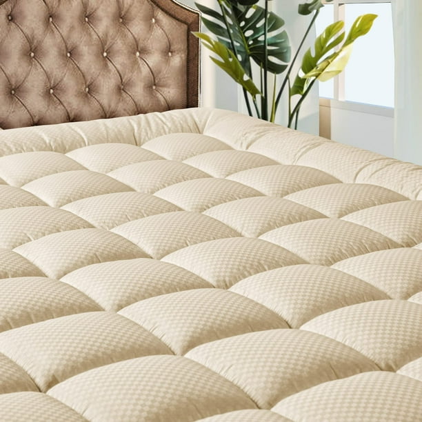 Funda de colchón MATBEBY, acolchada, talla king size, beige