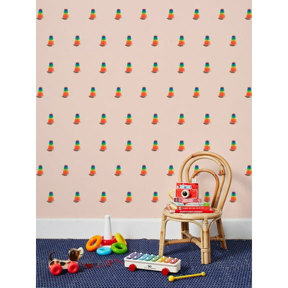 Rock-a-Stack Removable Vinyl Wallpaper by Fisher-Price - Peach